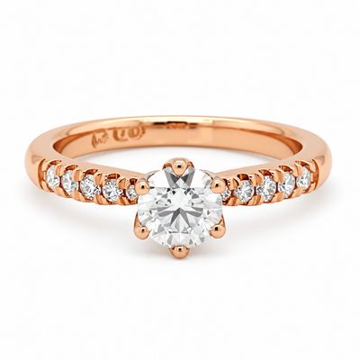 18ct Rose Gold Round Diamond Engagement Ring. (0.71ct )