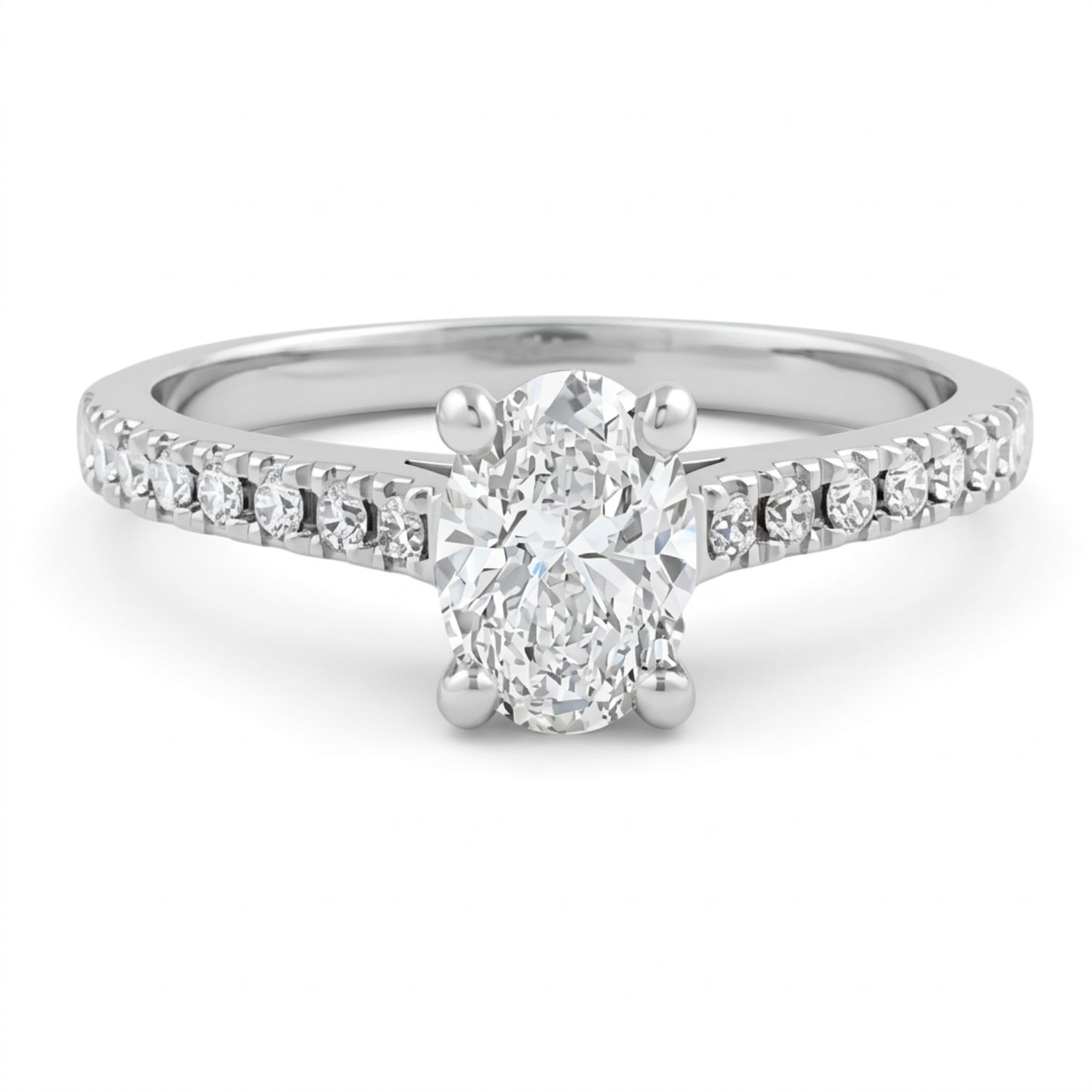 18ct White Gold Mined Oval Cut Diamond Engagement Ring