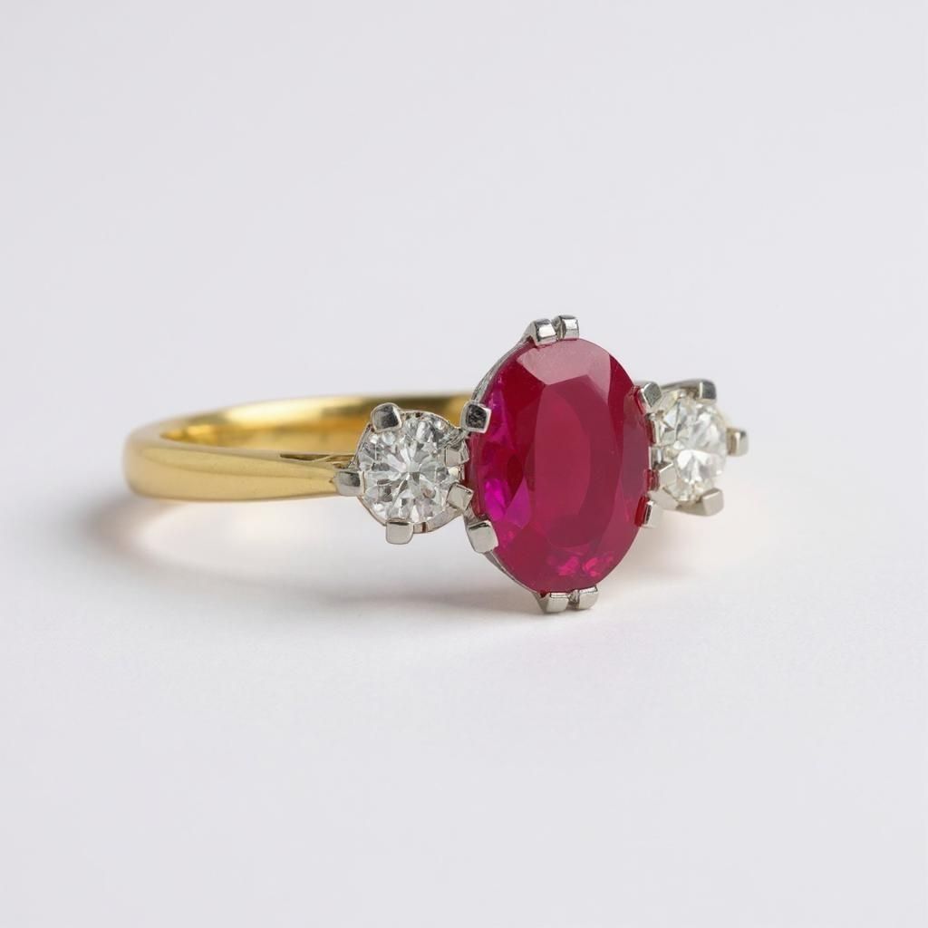 18Y Ruby & Diamond Trilogy Ring 18Y Ruby & Diamond Trilogy Ring