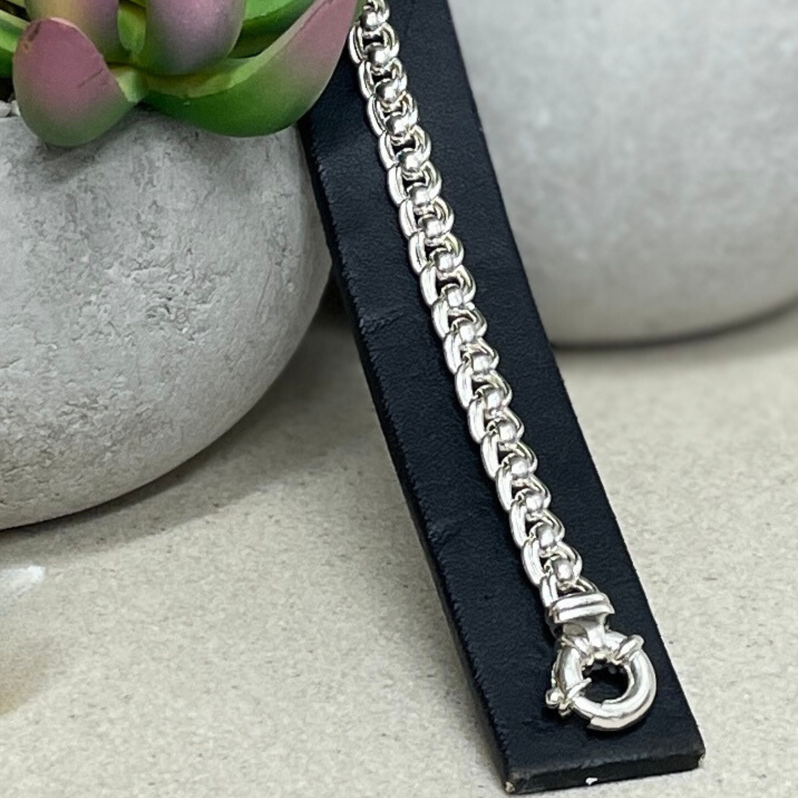 Sterling Silver Double Curb & Roller Bracelet