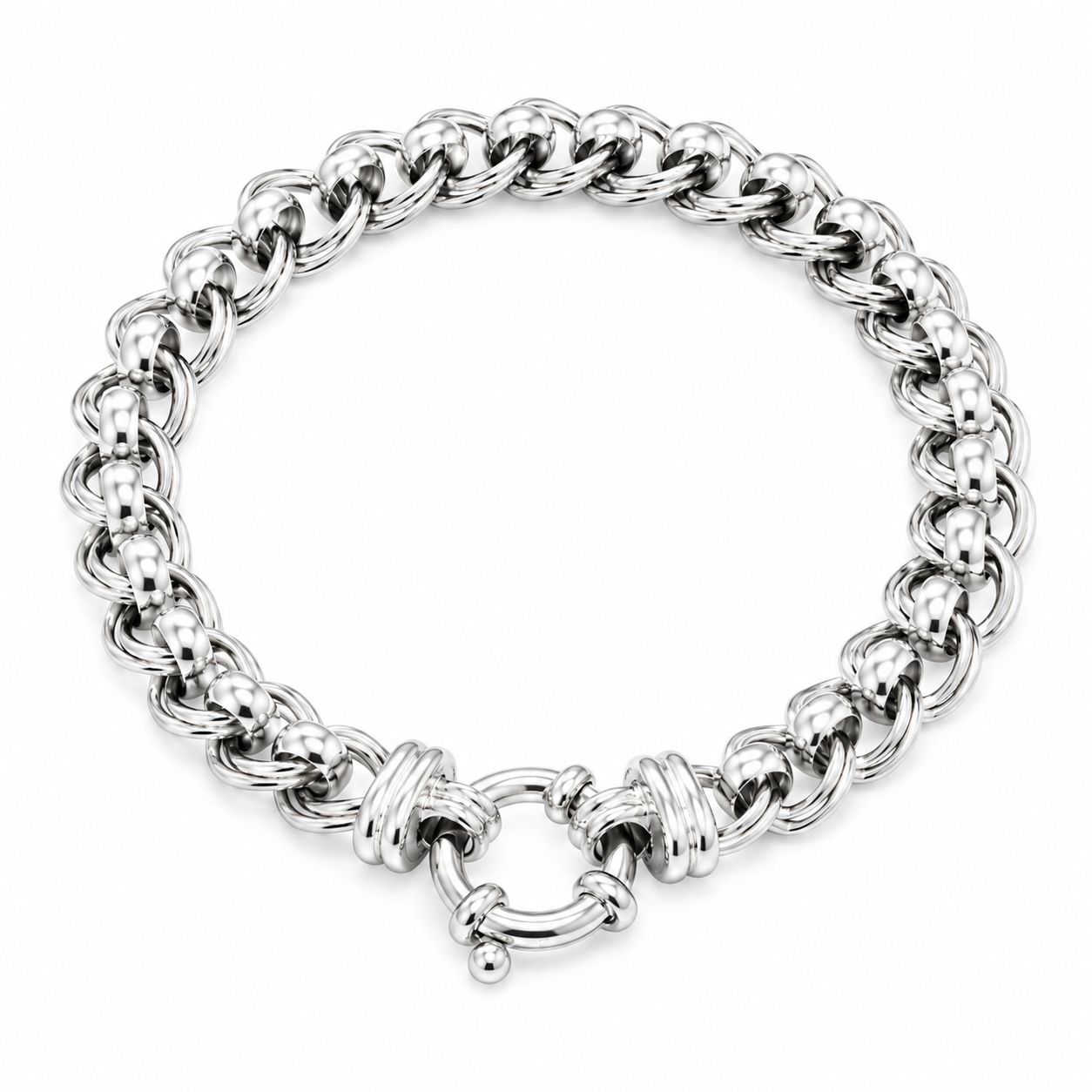 Sterling Silver Double Curb Roller Bracelet Sterling Silver Double Curb Roller Bracelet