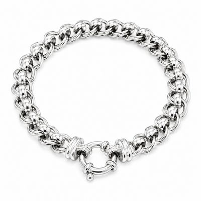 Sterling Silver Double Curb & Roller Bracelet Sterling Silver Double Curb & Roller Bracelet