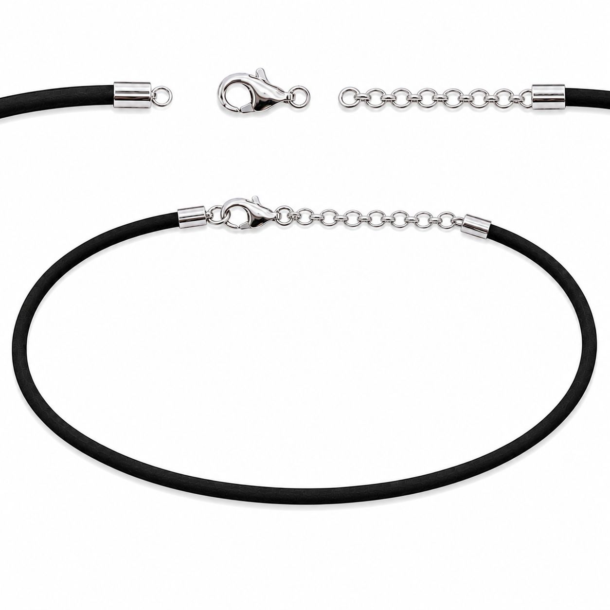 Sterling Silver  Black Neoprene Necklaces-Adjustable