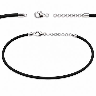 Sterling Silver Black Neoprene Necklaces-Adjustable Sterling Silver Black Neoprene Necklaces-Adjustable