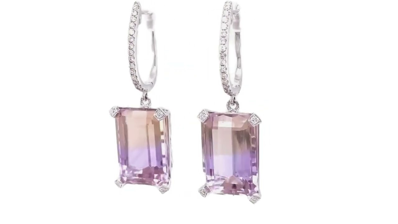 18ct Ametrine & Diamond Huggie Earrings
