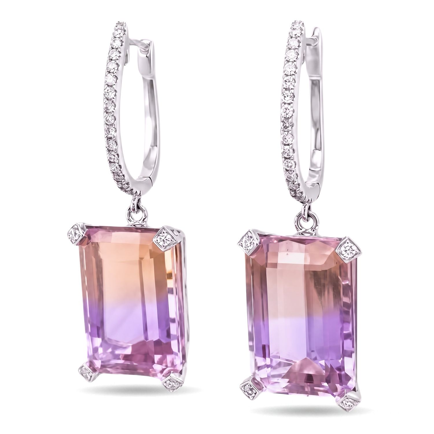 18ct Ametrine & Diamond Huggie Earrings