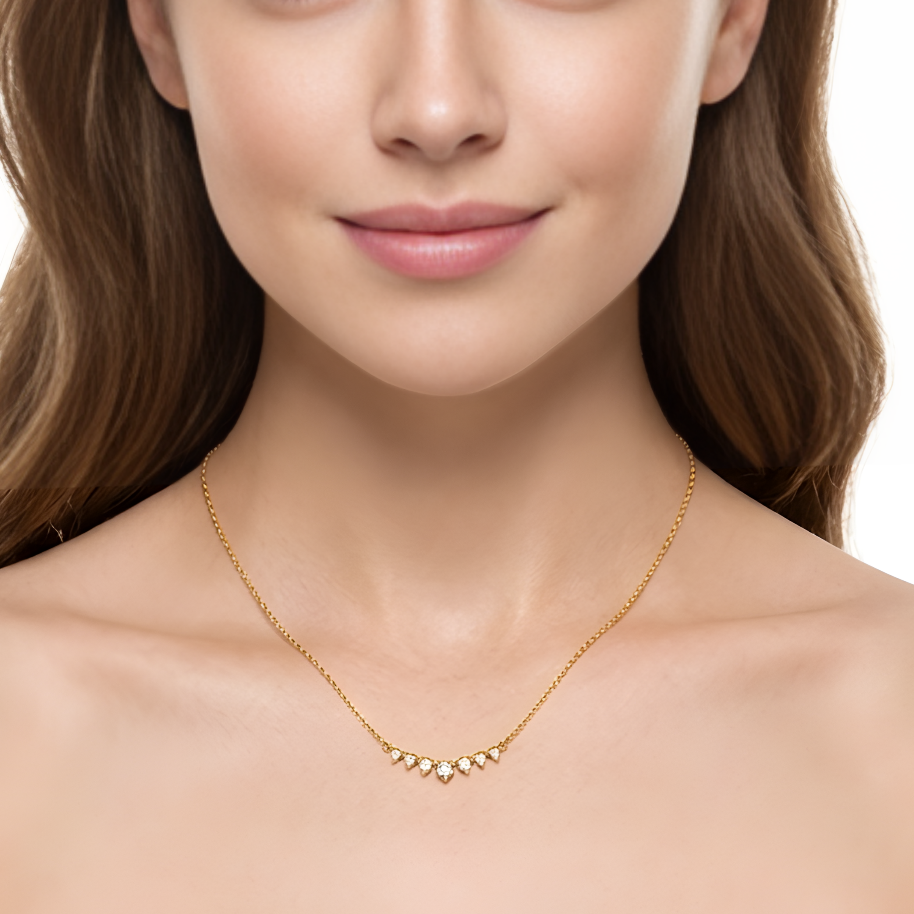 18ct Gold Diamond Tiara Bar Necklace