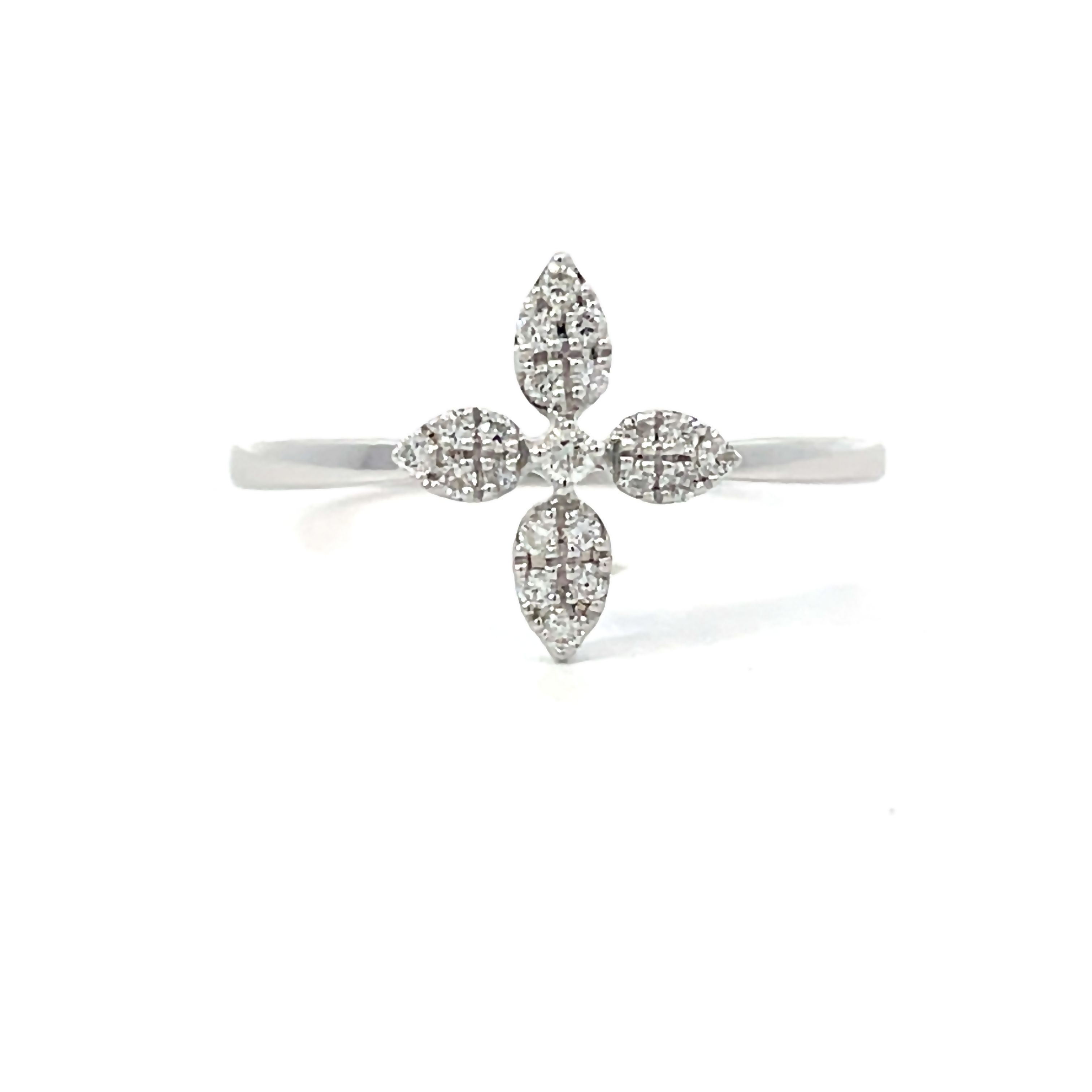 9ct White Gold Flower Petal Diamond Ring