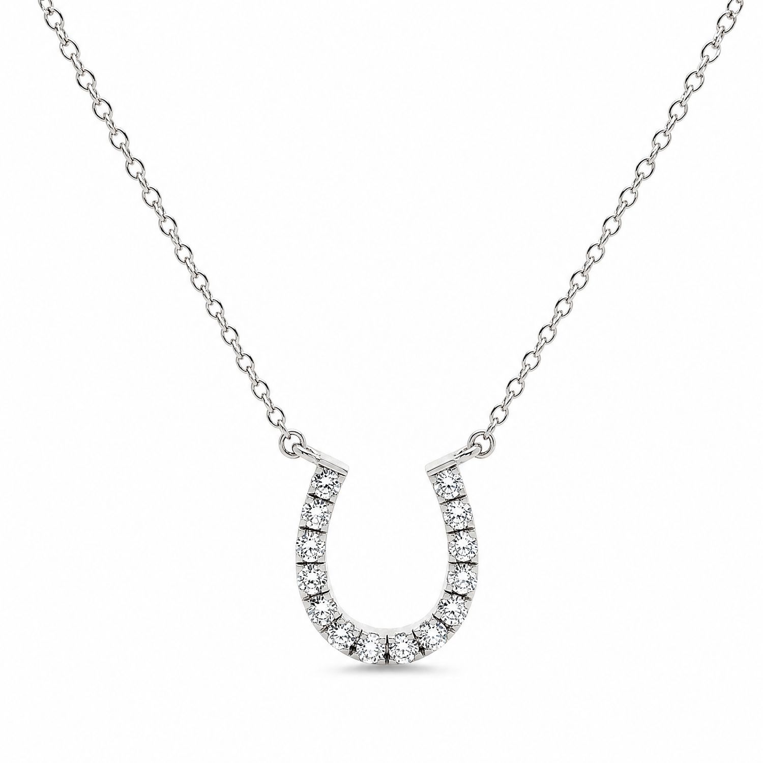 9ct White Gold Diamond Horse Shoe Pendant