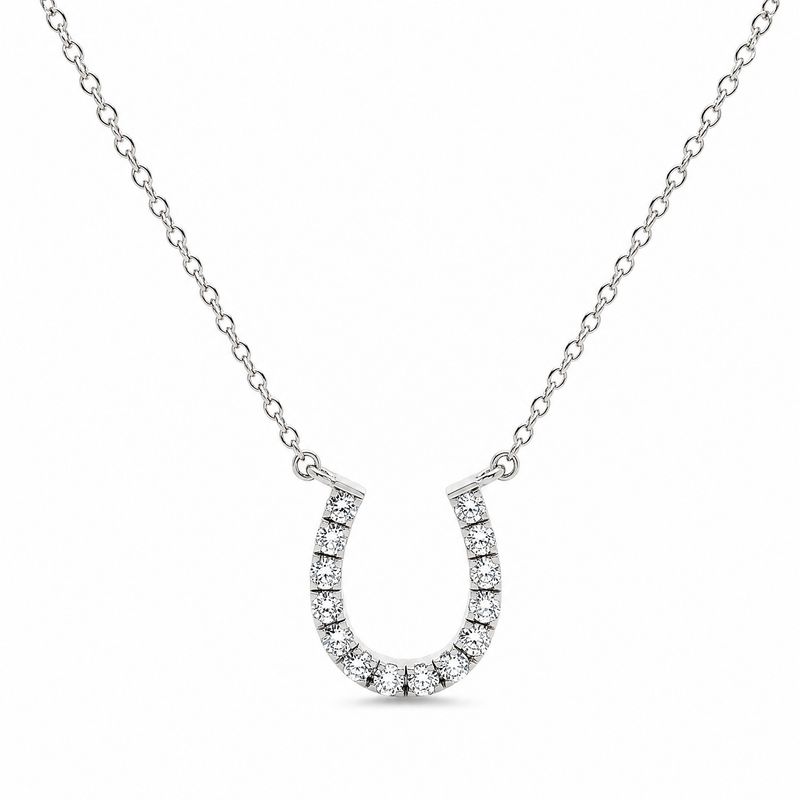 9ct White Gold Diamond Horse Shoe Pendant