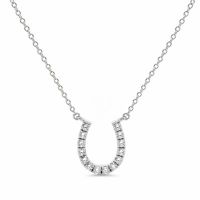 9ct White Gold Diamond Horse Shoe Pendant 9ct White Gold Diamond Horse Shoe Pendant