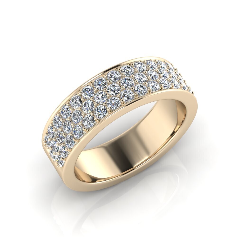18ct Yellow Gold Wide Pave Set Diamond Ring