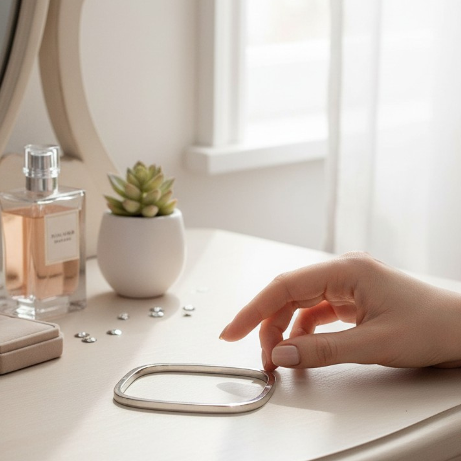 Sterling Silver Hinged Square TV Bangle