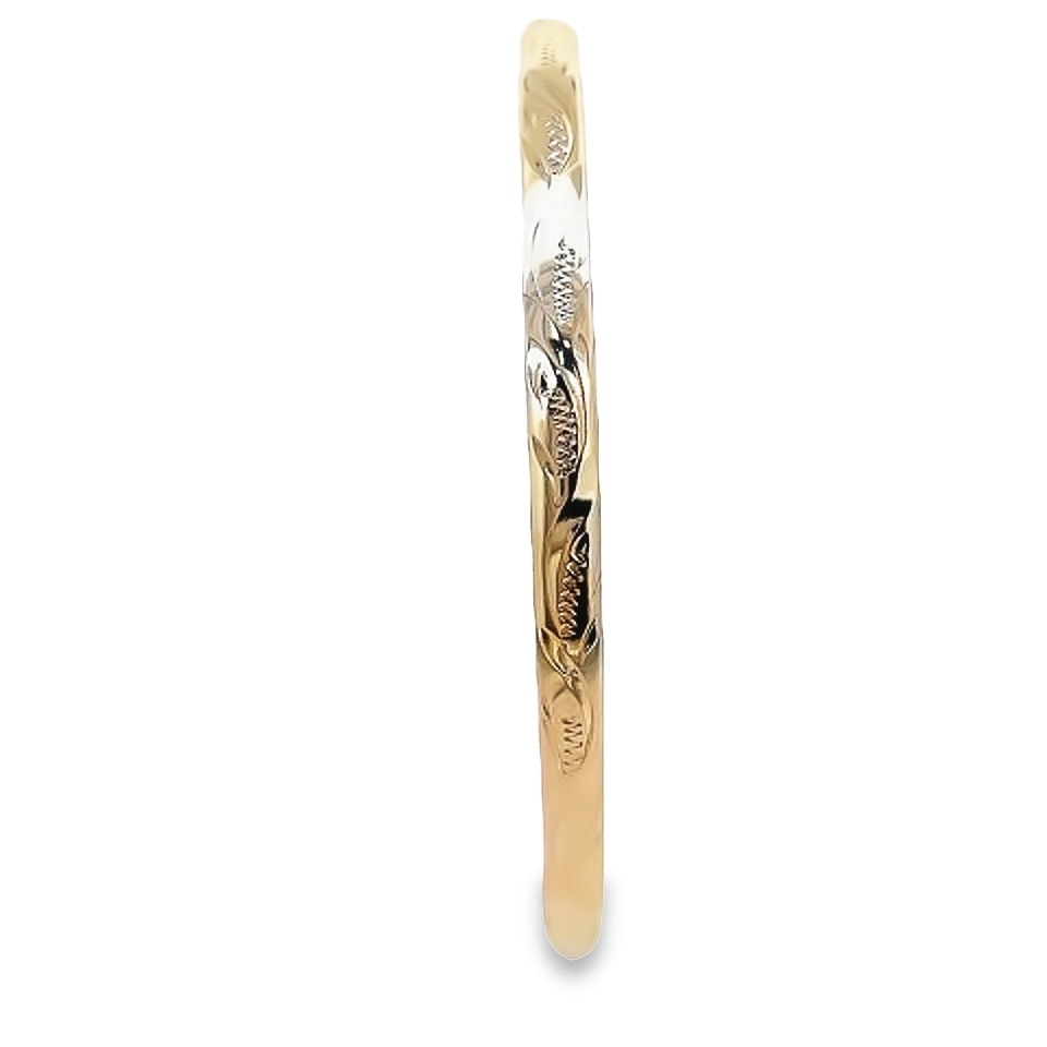 9ct Yellow Gold Solid  Engraved Bangle