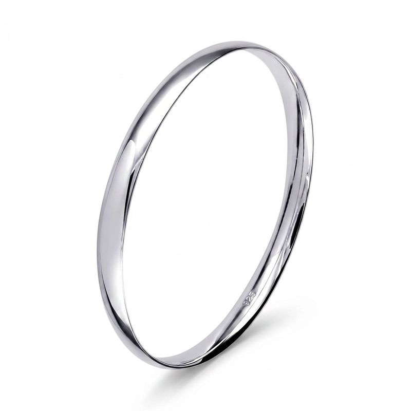Sterling Silver OVAL Solid Bangle 7mm/67