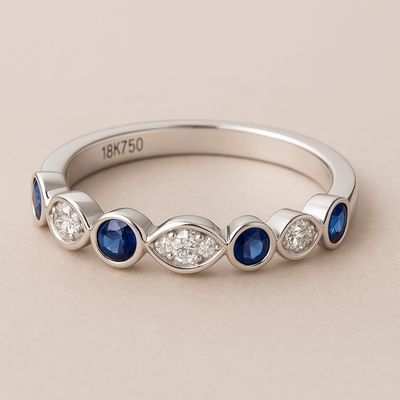 18ct White Gold Sapphire & Diamond Ring