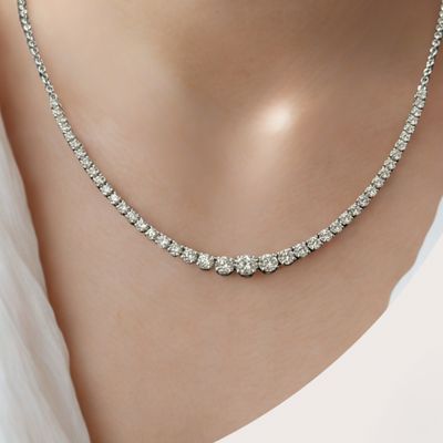 18W Graduated Diamond Tennis Necklace