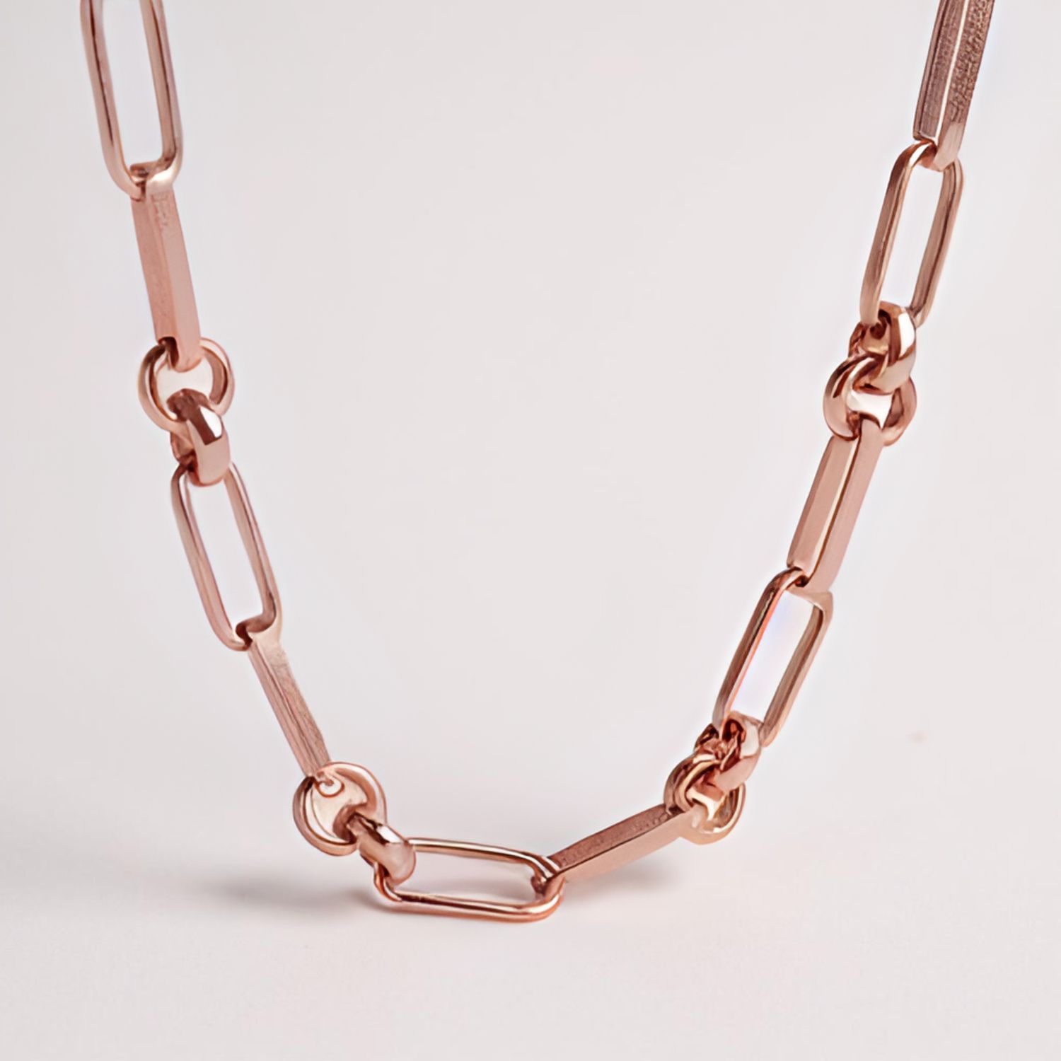 9ct Rose Gold Paperlink & Belcher Necklace.