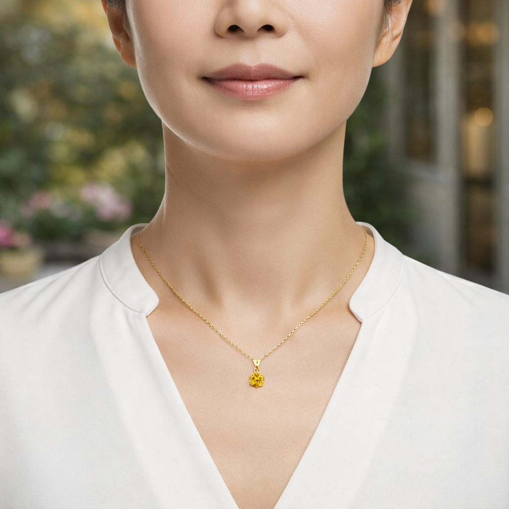 9ct Gold Natural Citrine Gemstone Pendant