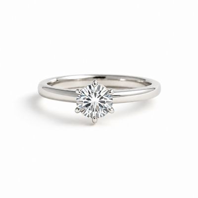 Platinum Solitaire Round Diamond Engagement Ring (RBC = 0.50ct)