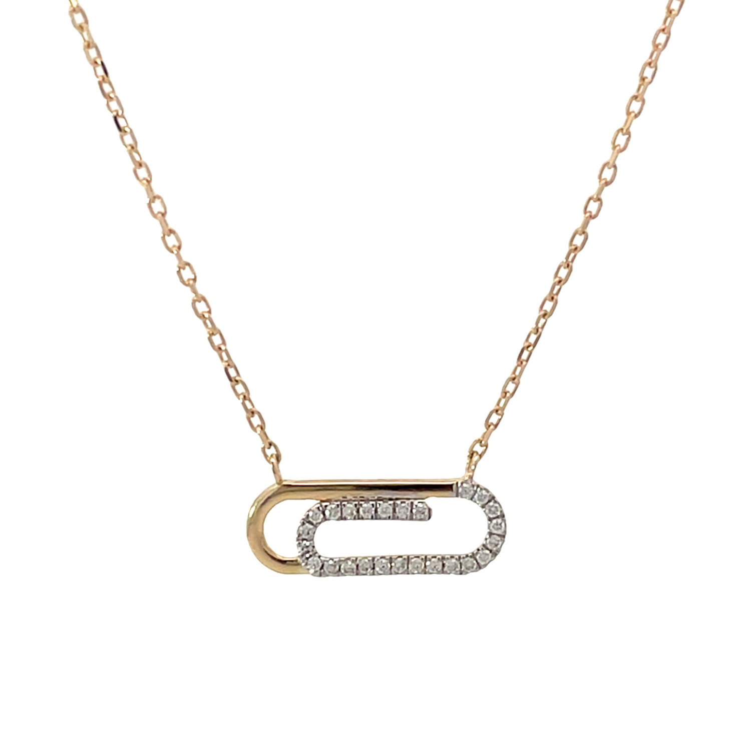 9ct Yellow Gold Paper Clip Diamond Pendant 9ct Yellow Gold Paper Clip Diamond Pendant