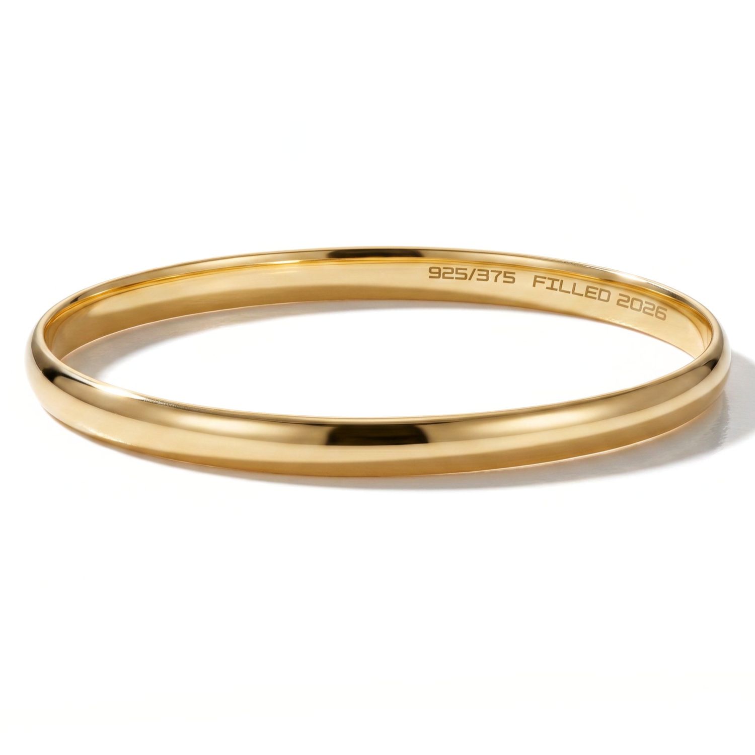 9ct Yellow Gold Filled Oval Bangle 6mm/64mm