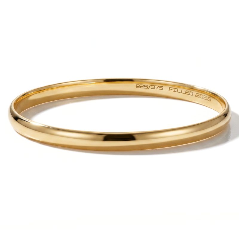 9ct Yellow Gold Filled Oval Bangle 6mm/64mm