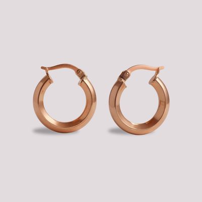 9ct Rose Gold Knife Edge Hoop Earrings