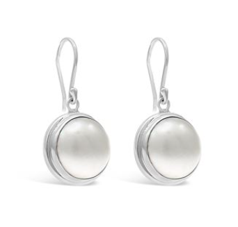Sterling Silver Pearl Bezel Hook Earrings 10mm