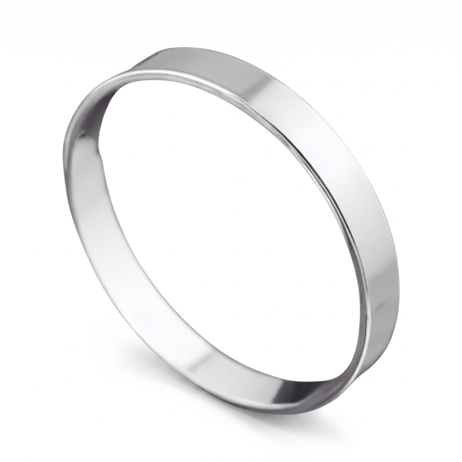 Sterling Silver 10mm Flat Round Solid Bangle Sterling Silver 10mm Flat Round Solid Bangle