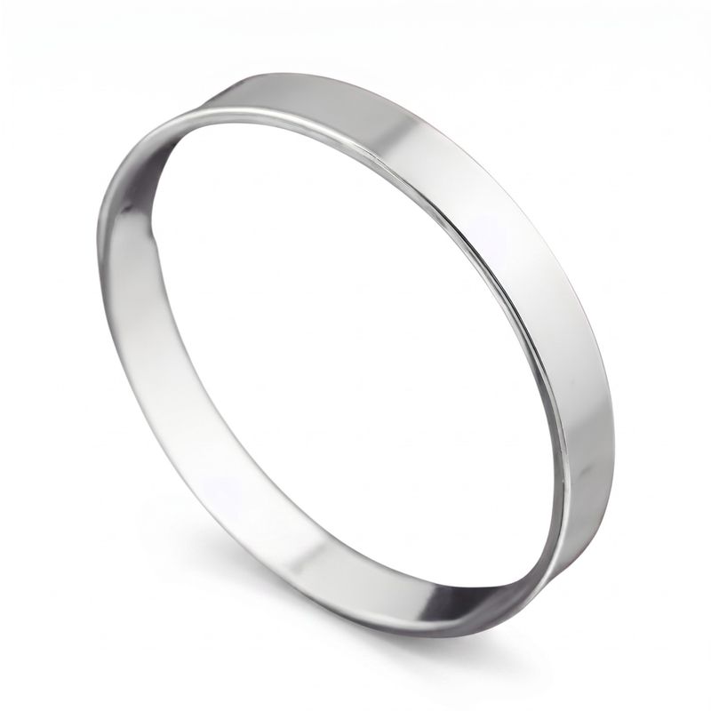 Sterling Silver 10mm Flat Round Solid Bangle