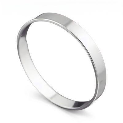 Sterling Silver 10mm Flat Round Solid Bangle Sterling Silver 10mm Flat Round Solid Bangle