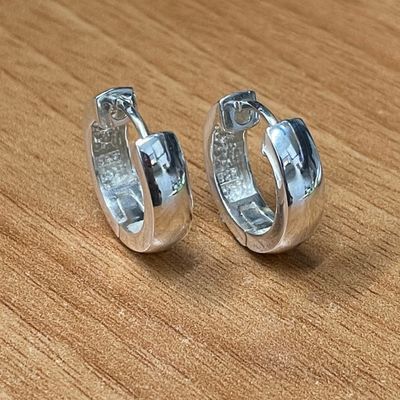 Sterling Silver 5.5mm Wide Huggie Earrings Sterling Silver 5.5mm Wide Huggie Earrings