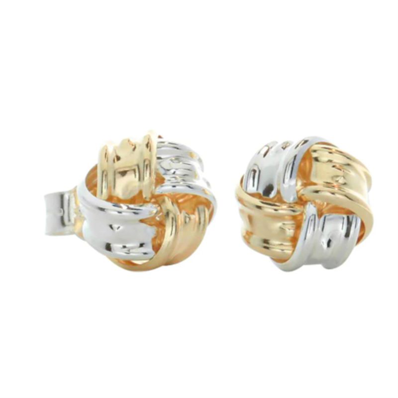 9YG Sterling Silver Knot Stud Earrings