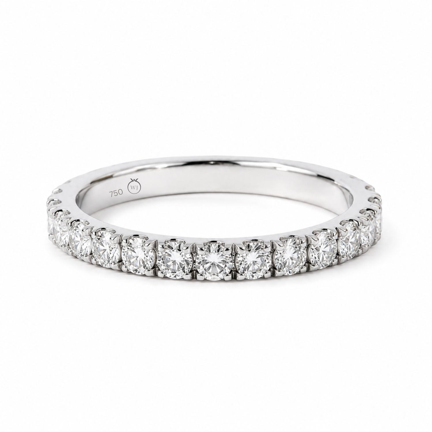 18W Split Claw Set Diamond Wedding Ring (15= 0.45ct )