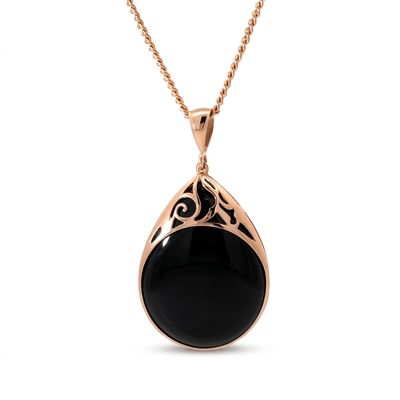 9ct Rose Gold Onyx Tear Drop Pendant 9ct Rose Gold Onyx Tear Drop Pendant