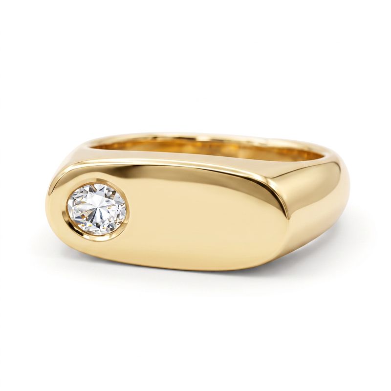 "Äimee" 9Y Long Oval Diamond Set Signet Ring