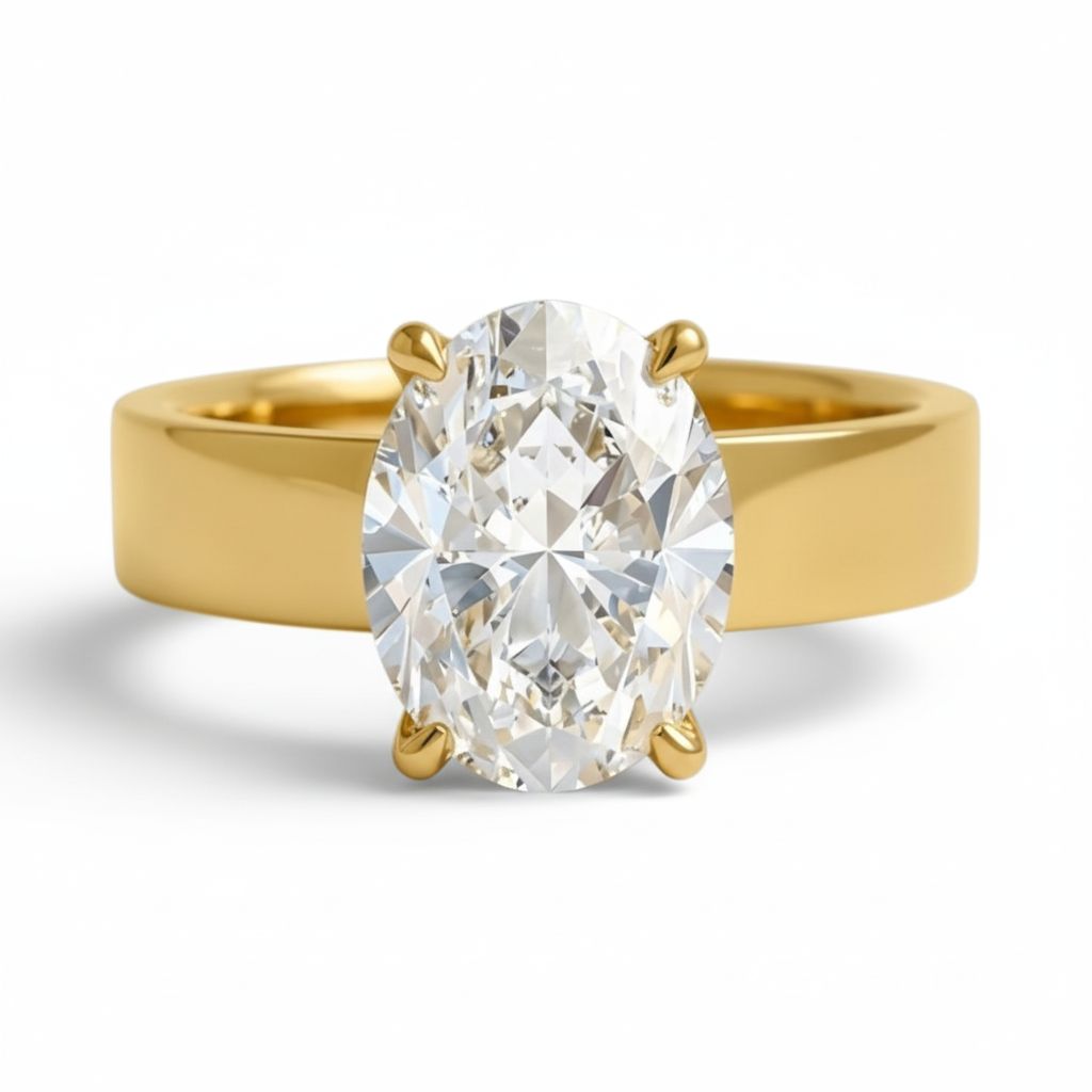 18Y Solitaire Oval Cut Diamond Ring