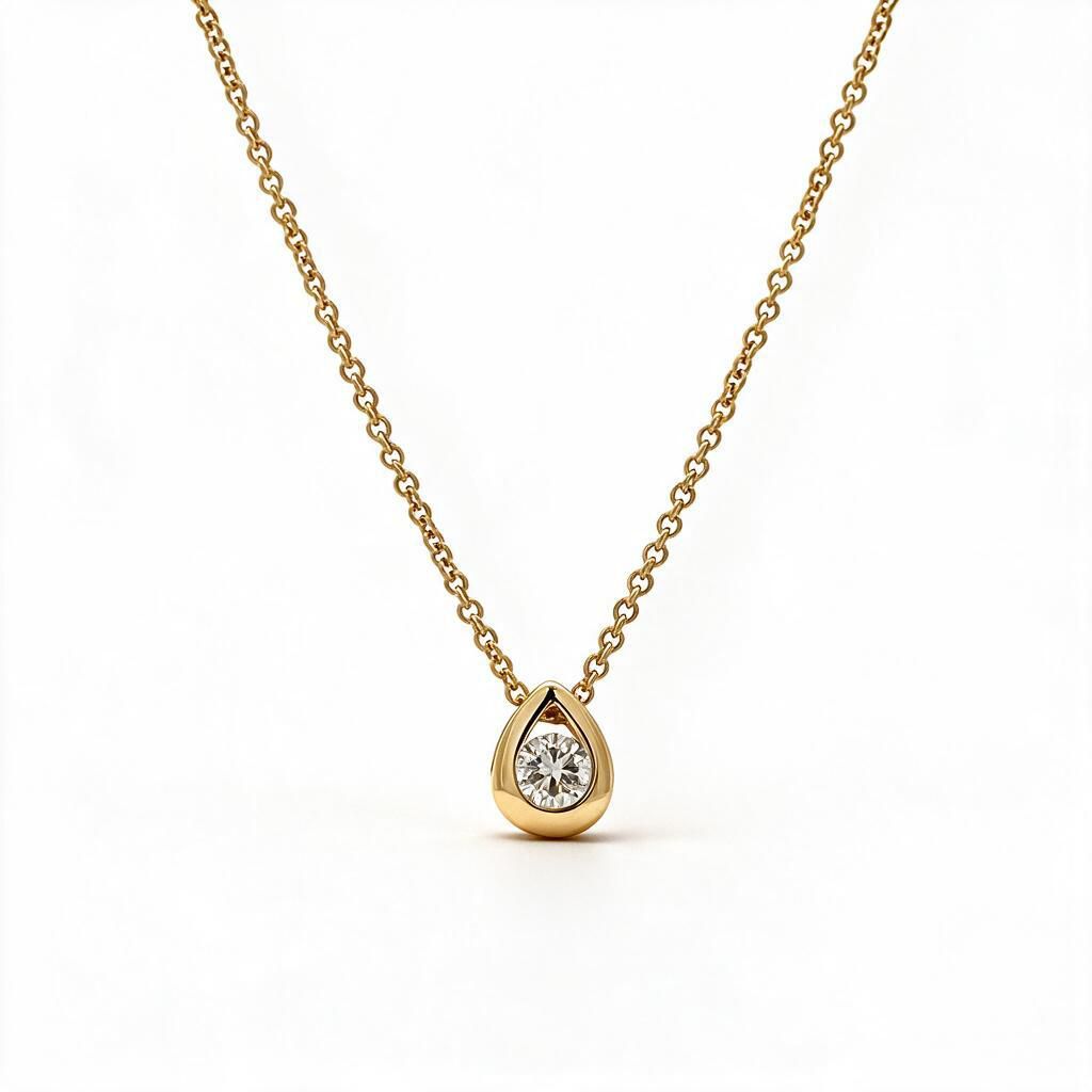 9ct Gold Petite Tear Drop Diamond Slider Pendant