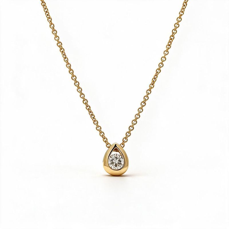 9ct Gold Petite Tear Drop Diamond Slider Pendant