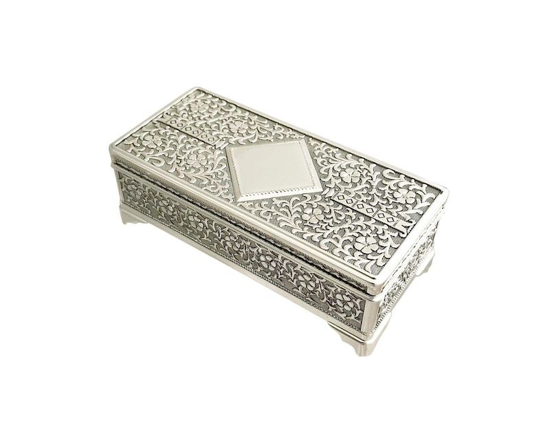 Silver Plate Rectangle Jewellery Box 5"