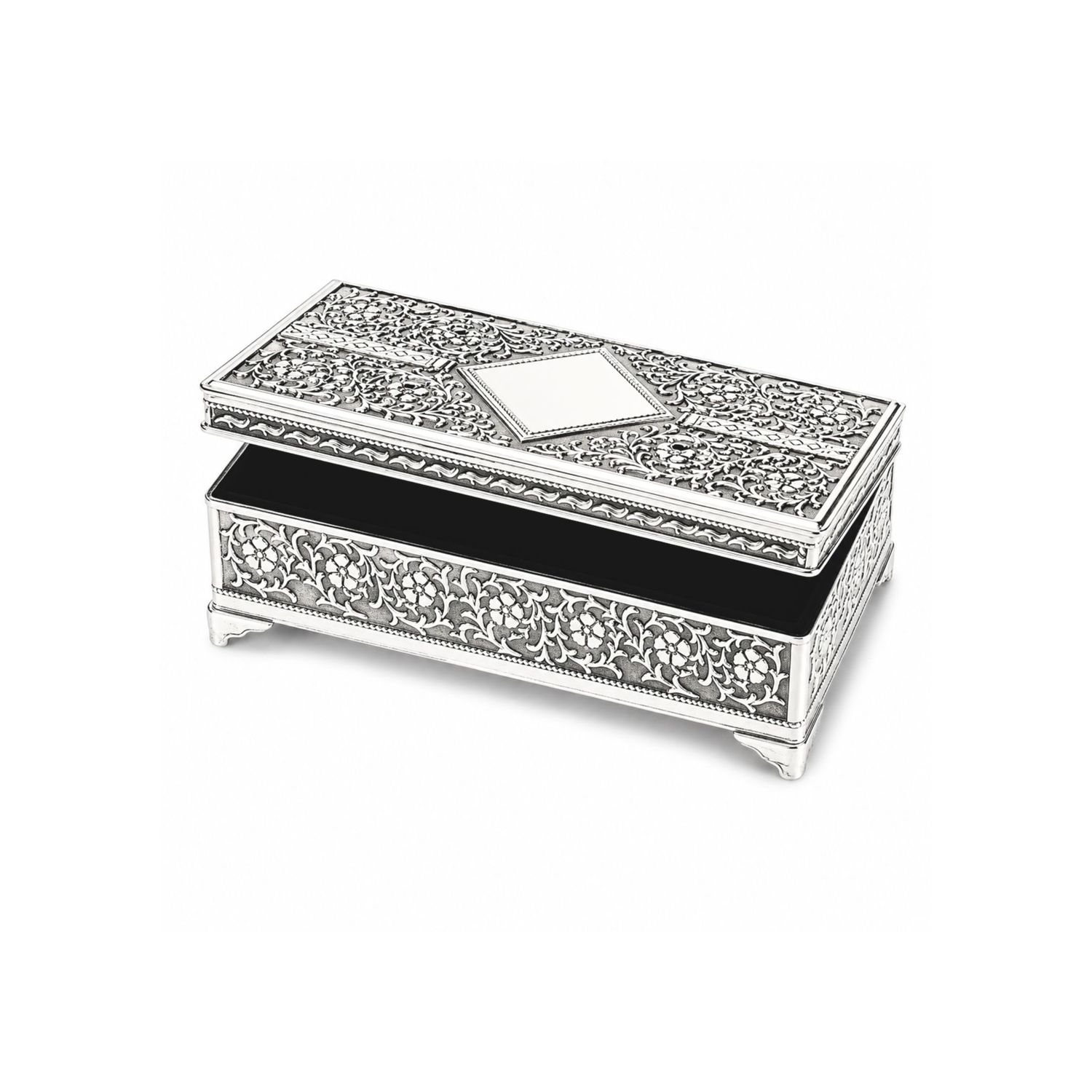 Ornate Silver Plate Rectangle Jewellery Box 5 Ornate Silver Plate Rectangle Jewellery Box 5"