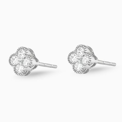 9ct White Gold Lab Diamond Flower Earrings