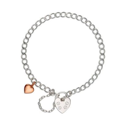 Sterling Silver Brooklyn Curb Bracelet & Heart Charm Sterling Silver Brooklyn Curb Bracelet & Heart Charm