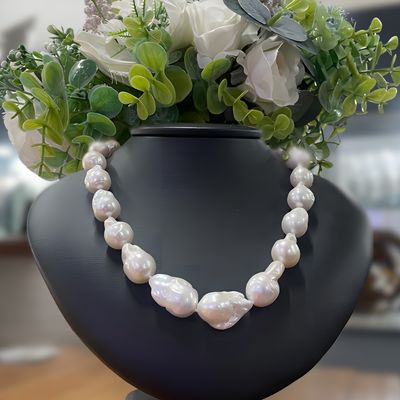 White Baroque Freshwater Pearl Necklace 15mm+ White Baroque Freshwater Pearl Necklace 15mm+