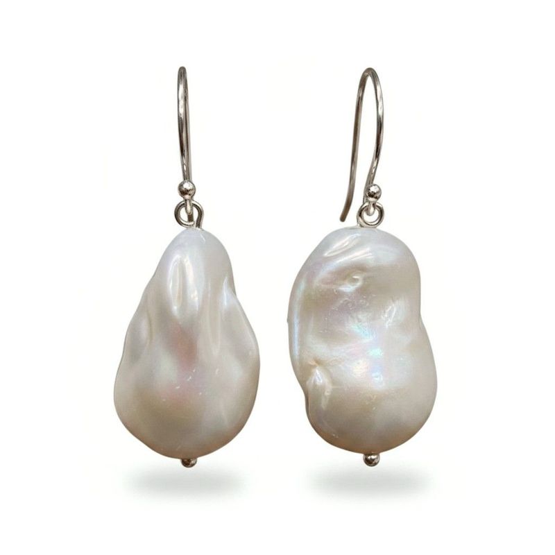 Baroque White Pearl Shepherd Hook Earrings