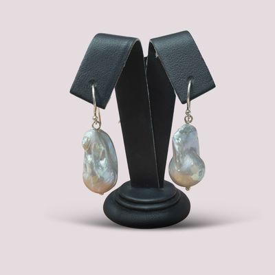 Baroque Grey Pearl Hook Earrings