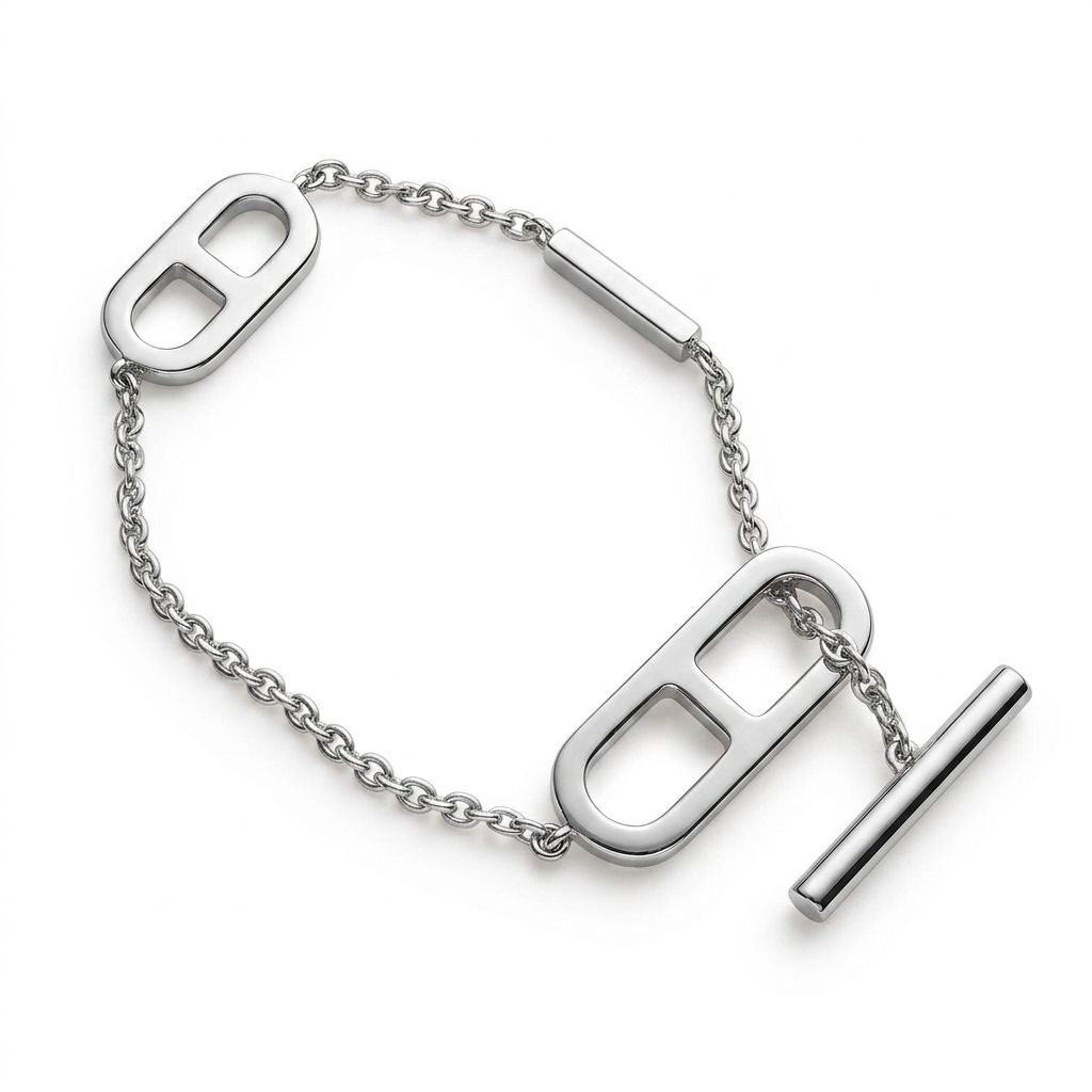 Sterling Silver Geometric Double Link Toggle Bracelet Sterling Silver Geometric Double Link Toggle Bracelet