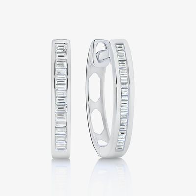 18W Diamond Petite Huggie Earrings TDW 0.10ct