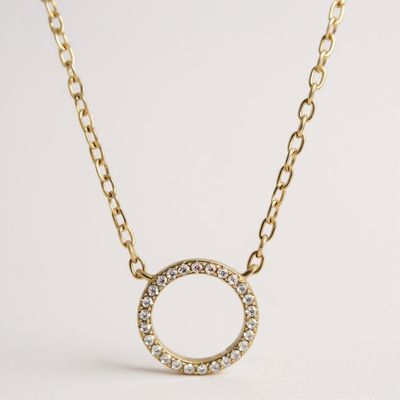 St Silver GP CZ Circle Pendant